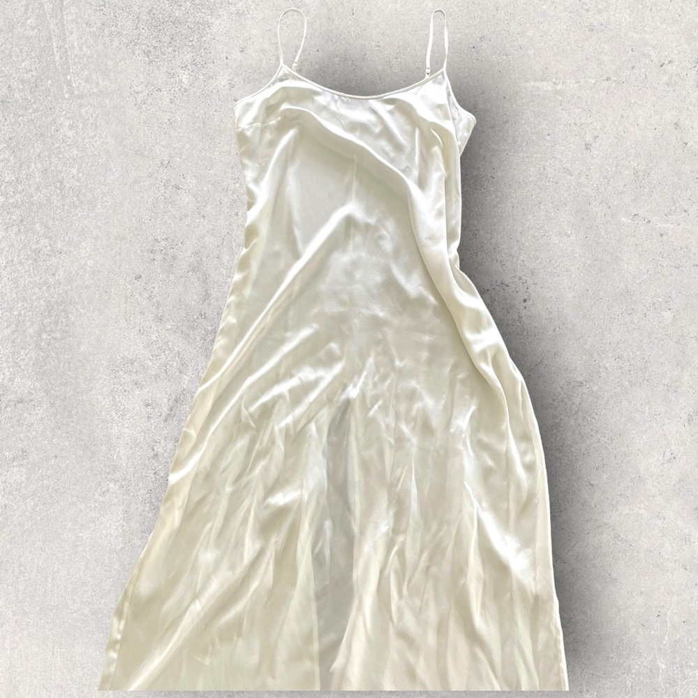 La Perla Ivory/White Long Silk Slip with Slit Large